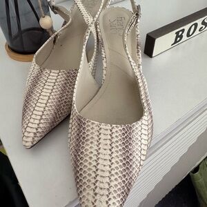 Franco Sarto Cream Snakeskin Heels